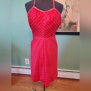 Vintage Jack Hartley Red Halter Dress with White Stripes